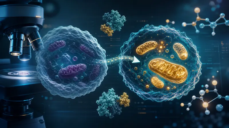 Scientific visualization of DCA research shifting cancer cell energy metabolism toward active mitochondria